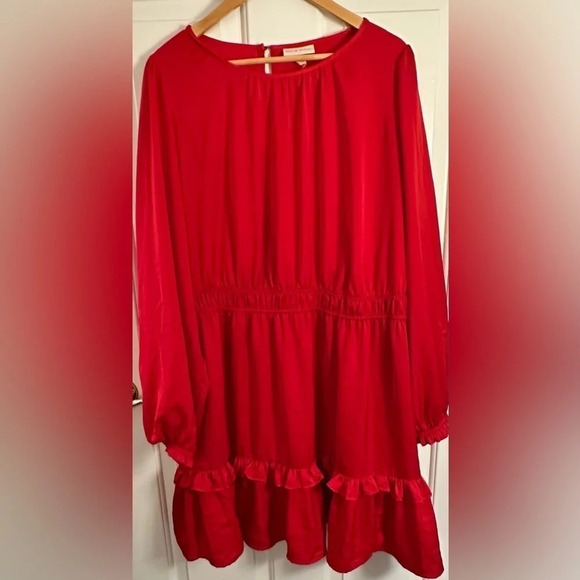 NWT Red Knox Rose Long Sleeve Satin Mini Dress Size Extra Extra Large XXL - Picture 1 of 8